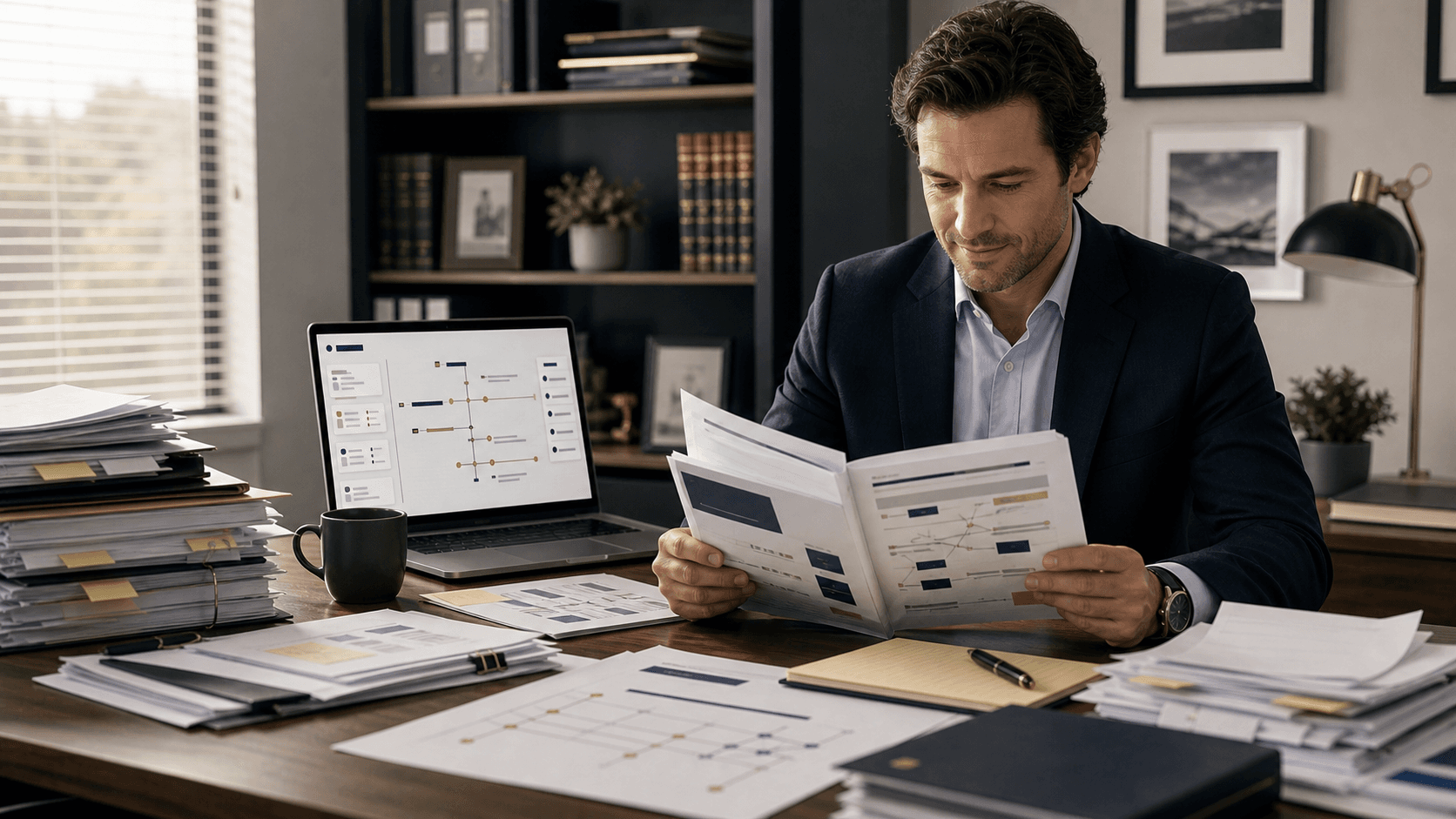 Small-firm attorney reviewing a clean, source-cited clarity report